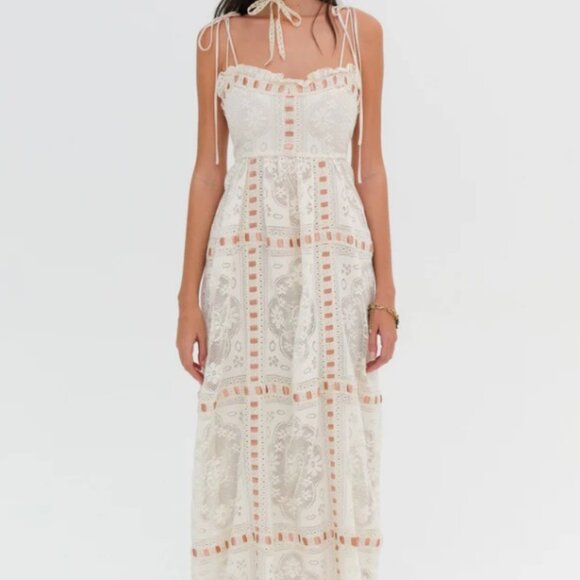 For Love And Lemons Charlotte White and Cream Maxi Dress - Picture 8 of 11